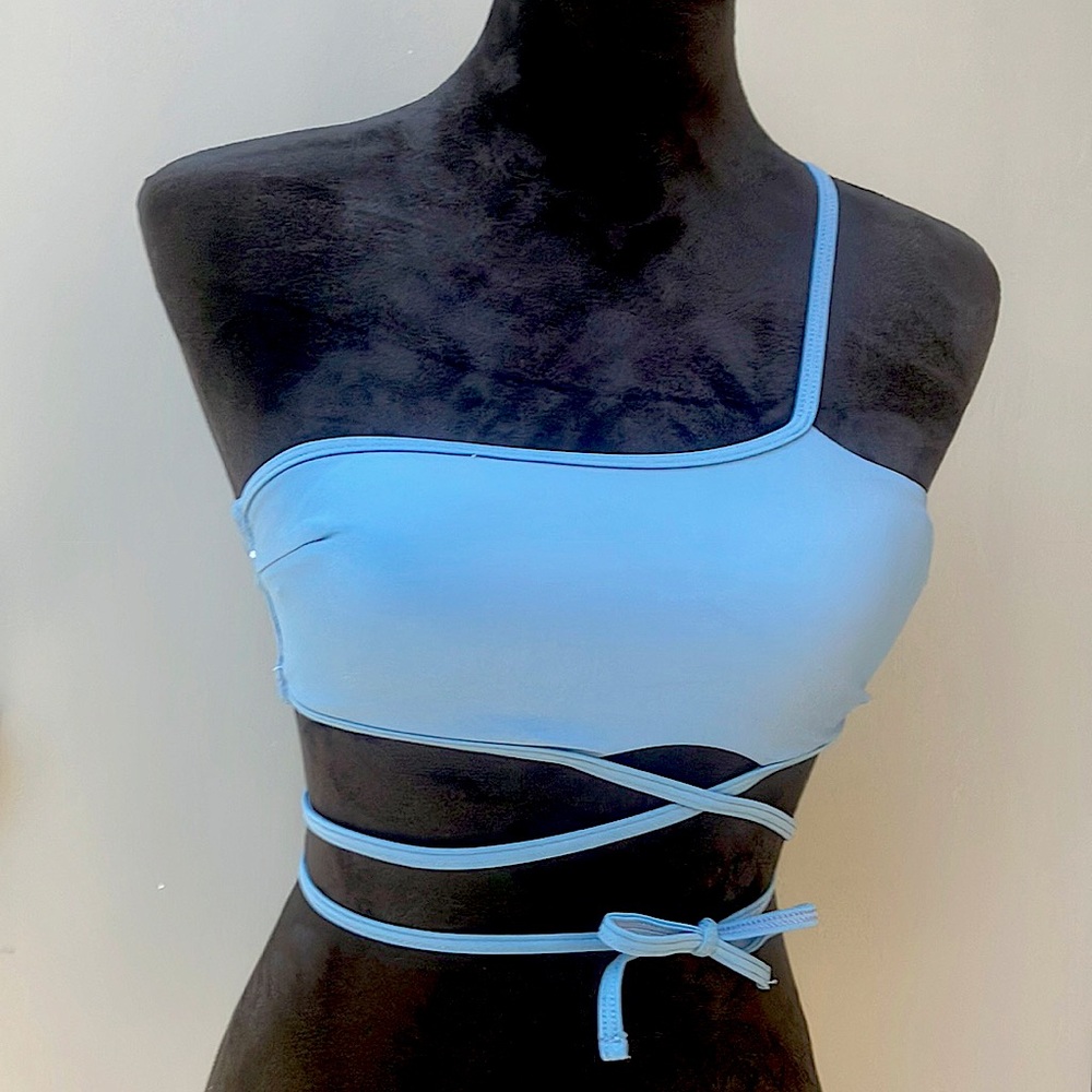Zaful Forever Young dusk blue swim top woman’s size small